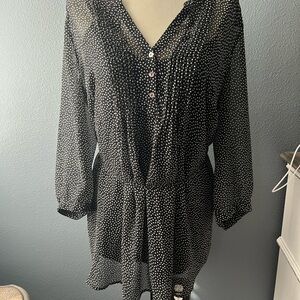 Motherhood Maternity Black and White Polka Dot Blouse with Tie Size XL